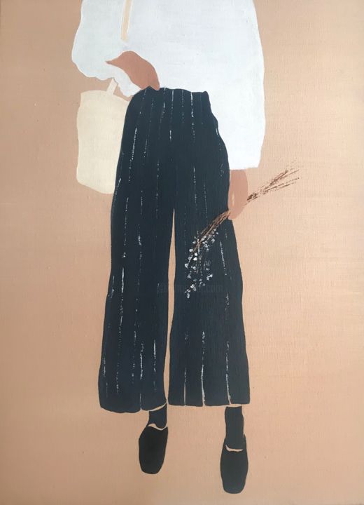 Картина под названием "Прогулка" - Анастасия Ораина, Подлинное произведение искусства, Масло