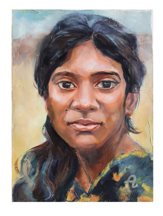 Painting titled "Portrait of an Indi…" by Nastya Prairie, Original Artwork, Oil