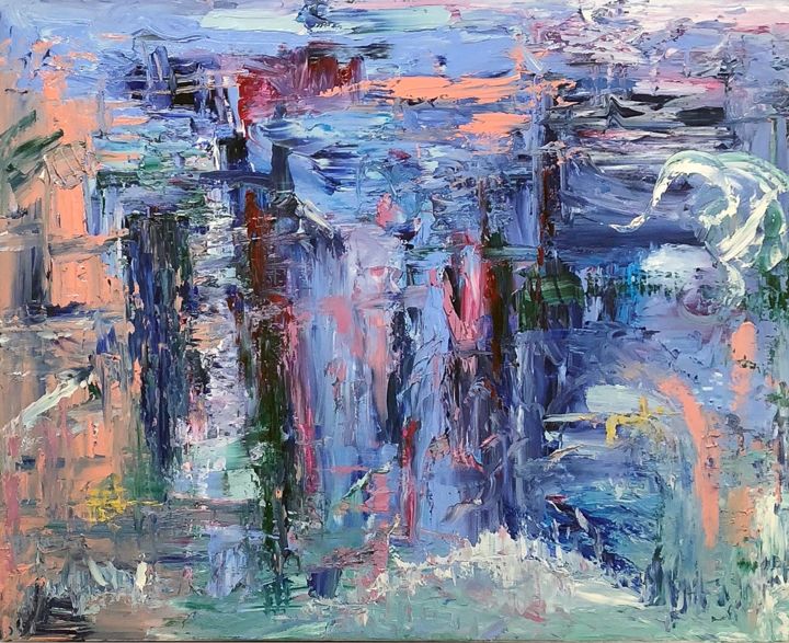 Картина под названием "Reflection" - Nastya Radchenko, Подлинное произведение искусства, Масло