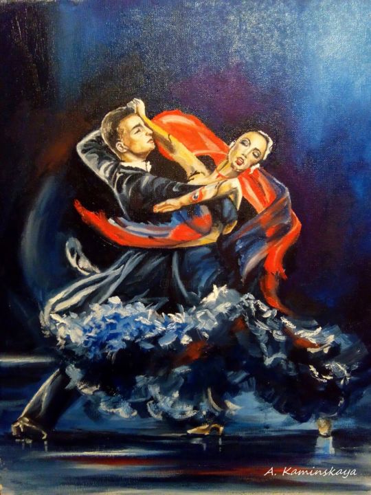 Картина под названием "Танго" - Анастасия Каминская, Подлинное произведение искусства, Масло