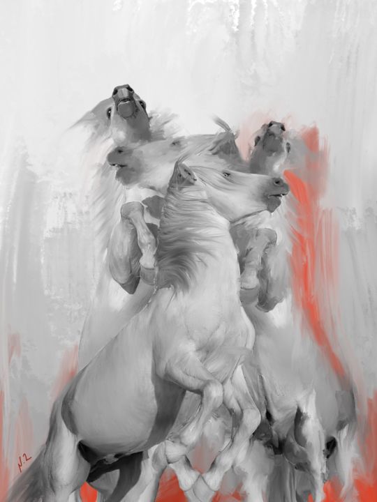 Digital Arts titled "Horses a" by Nasy Zachou, Original Artwork
