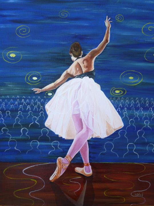 Peinture intitulée "danseuse classique" par Natef, Œuvre d'art originale, Huile