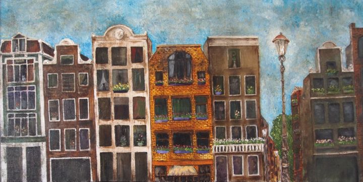Peinture intitulée "Day Amsterdam" par Ginger, Œuvre d'art originale, Huile