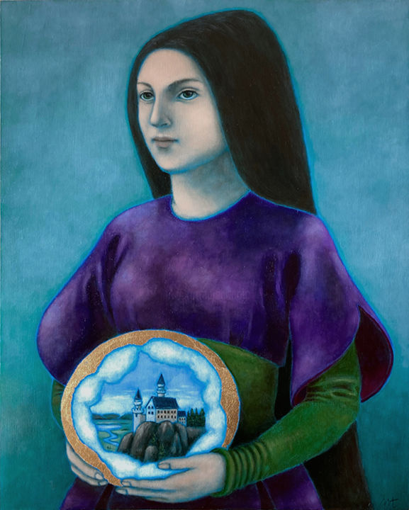 Peinture intitulée "C'est là-bas" par Nathalie Tousnakhoff, Œuvre d'art originale, Huile