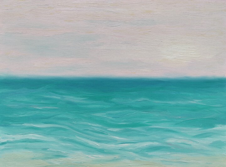 Painting titled "Blue sea dreams 2" by Nata Kharit, Original Artwork, Oil