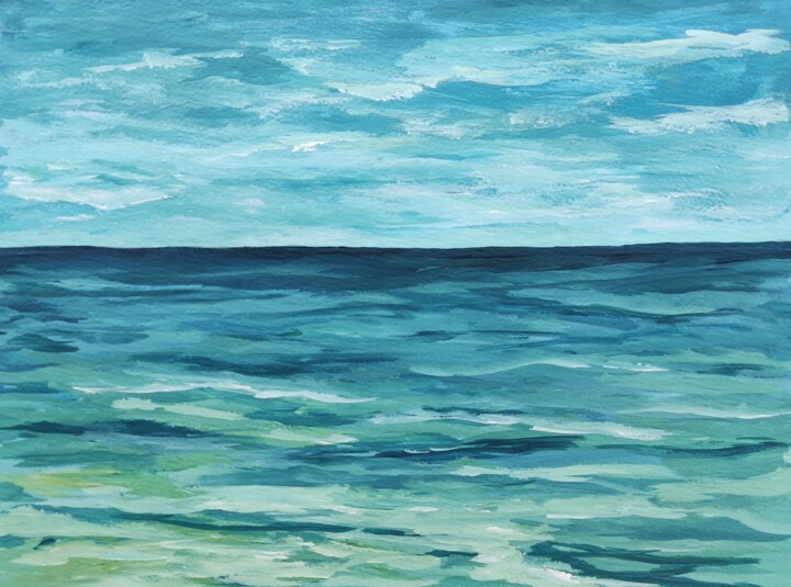 Painting titled "Blue sea dreams 3" by Nata Kharit, Original Artwork, Acrylic