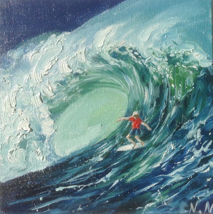 Painting titled "Surfing" by Nata New, Original Artwork