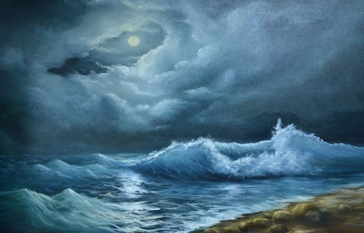 Peinture intitulée "After seastorm" par Nata New, Œuvre d'art originale, Huile
