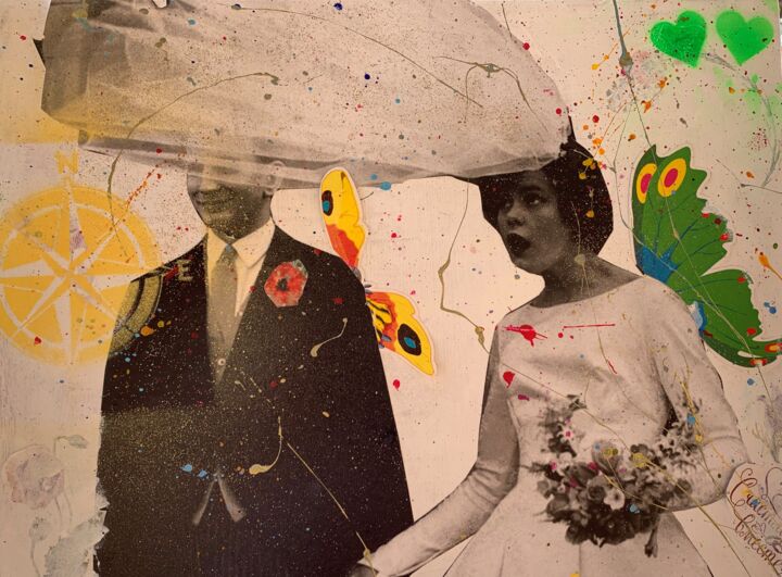 Картина под названием "Thumbelina's Weddin…" - Natali Shepeleva, Подлинное произведение искусства, Коллажи