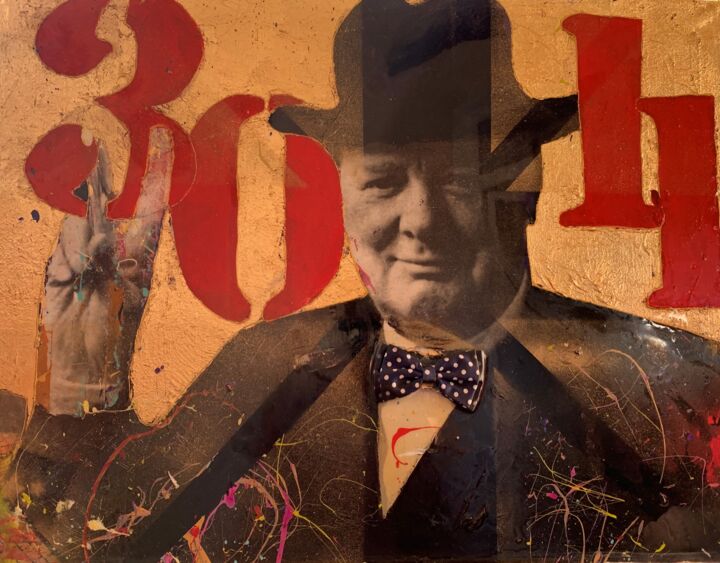 Картина под названием "CHURCHILL (work fro…" - Natali Shepeleva, Подлинное произведение искусства, Акрил