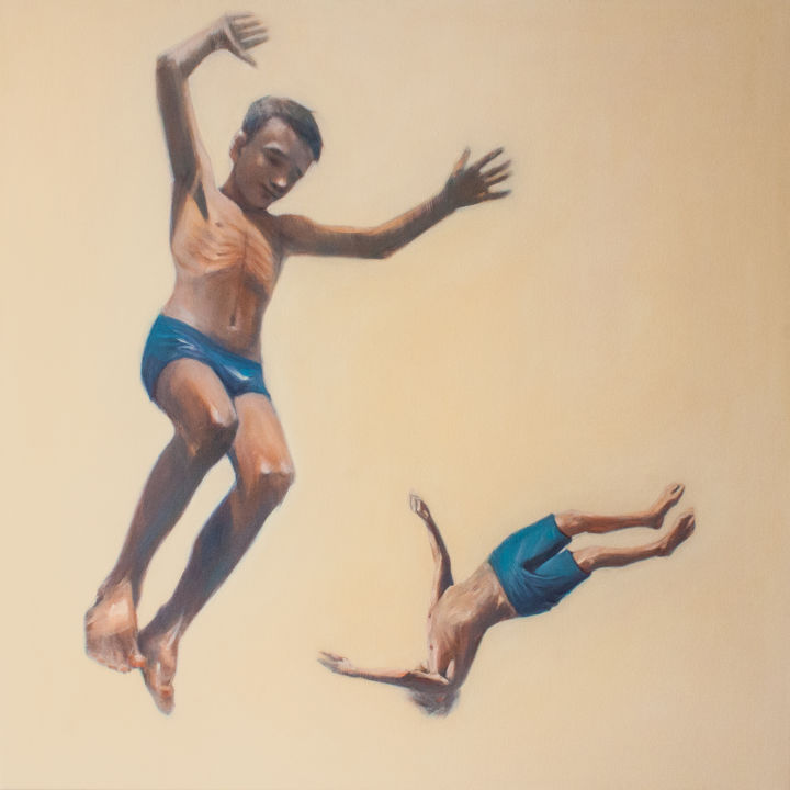 Painting titled "Falling" by Nata, Original Artwork, Oil