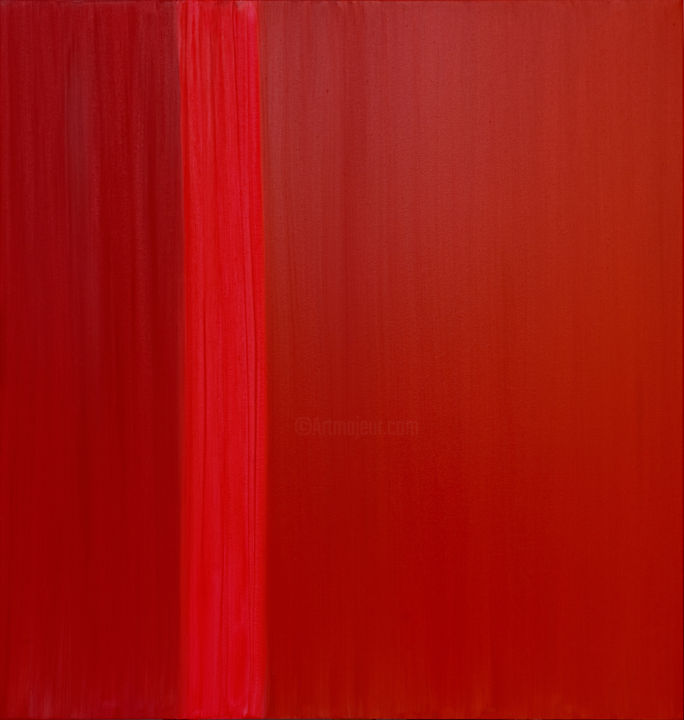 Картина под названием "Red with Pink Strip" - Nataliia Sydorova, Подлинное произведение искусства, Масло Установлен на Дерев…