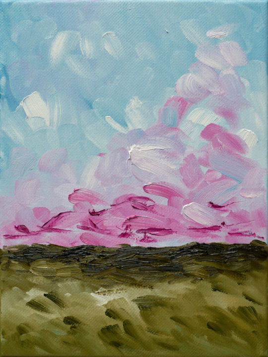 Картина под названием "Purple horizon" - Nataliia Sydorova, Подлинное произведение искусства, Масло