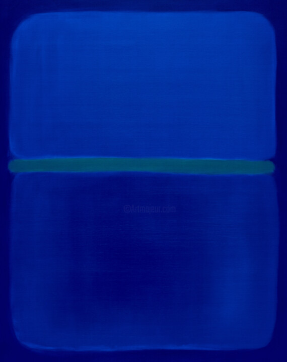 Painting titled "Indigo Blue" by Nataliia Sydorova, Original Artwork, Oil Mounted on Wood Stretcher frame
