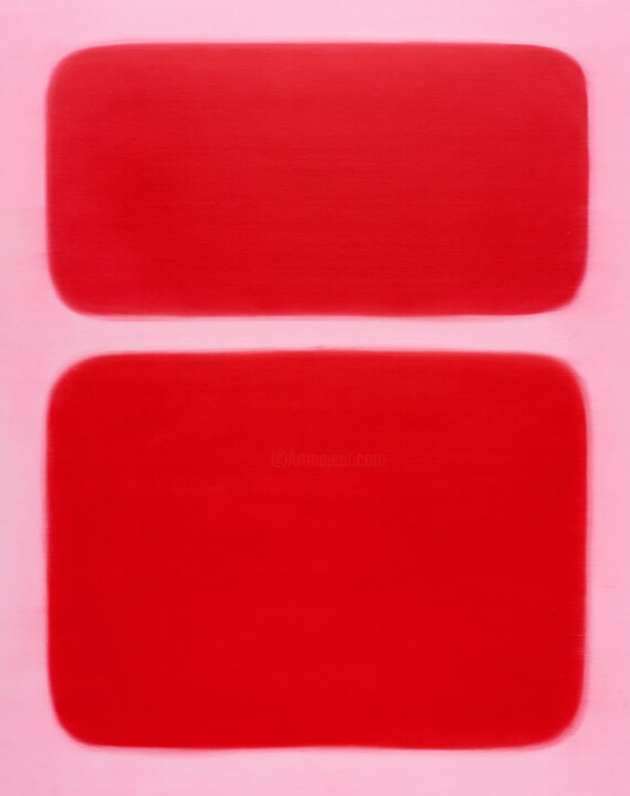 Painting titled "Pink Red II" by Nataliia Sydorova, Original Artwork, Oil Mounted on Wood Stretcher frame
