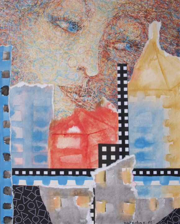 Peinture intitulée ""Une femme sur la v…" par Natacha Kolson, Œuvre d'art originale, Aquarelle Monté sur Carton