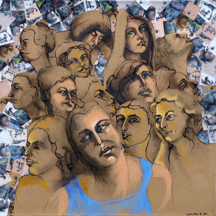 Dessin intitulée ""REGARDS DE FEMMES"" par Natacha Kolson, Œuvre d'art originale, Encre