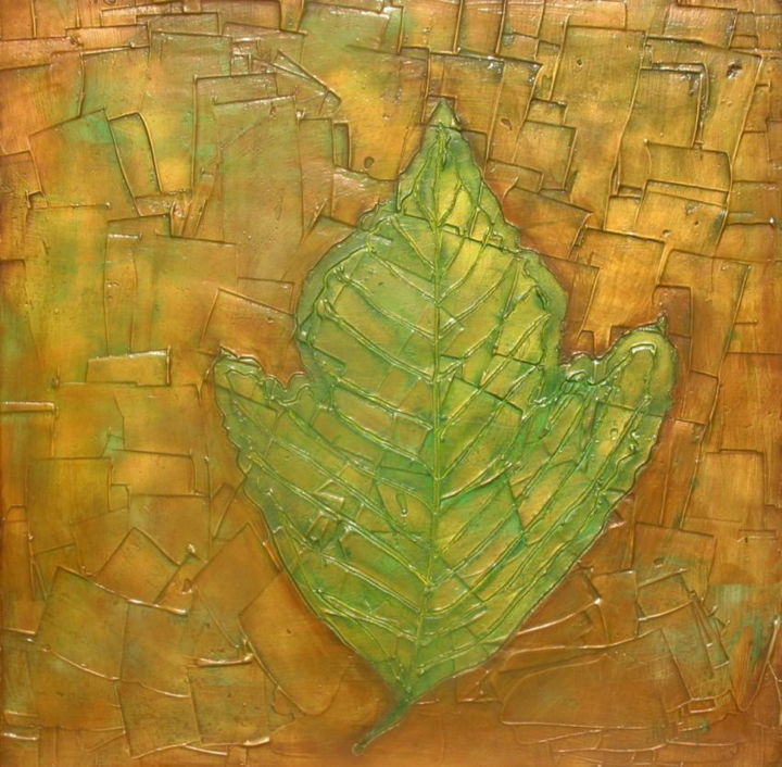 Painting titled "The Leaf" by Nataly, Original Artwork, Watercolor