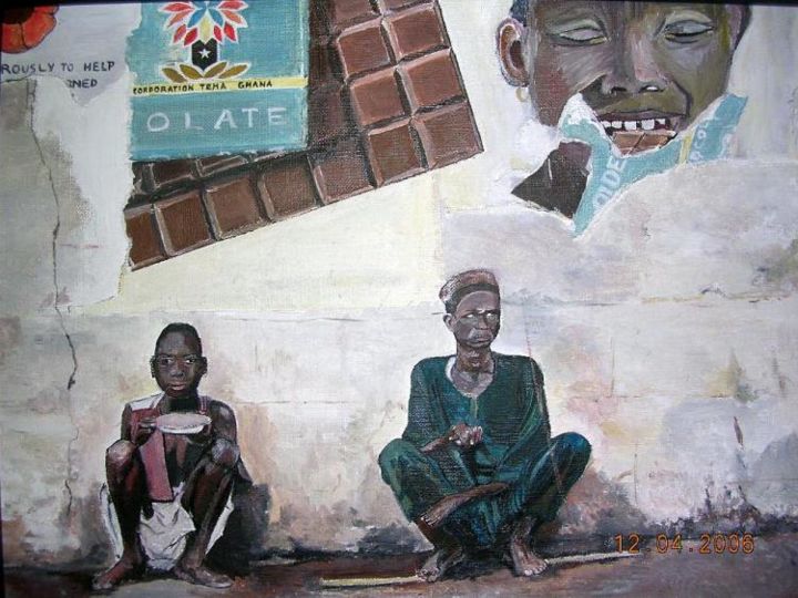 Peinture intitulée "LES MENDIANTS" par Natacha, Œuvre d'art originale,