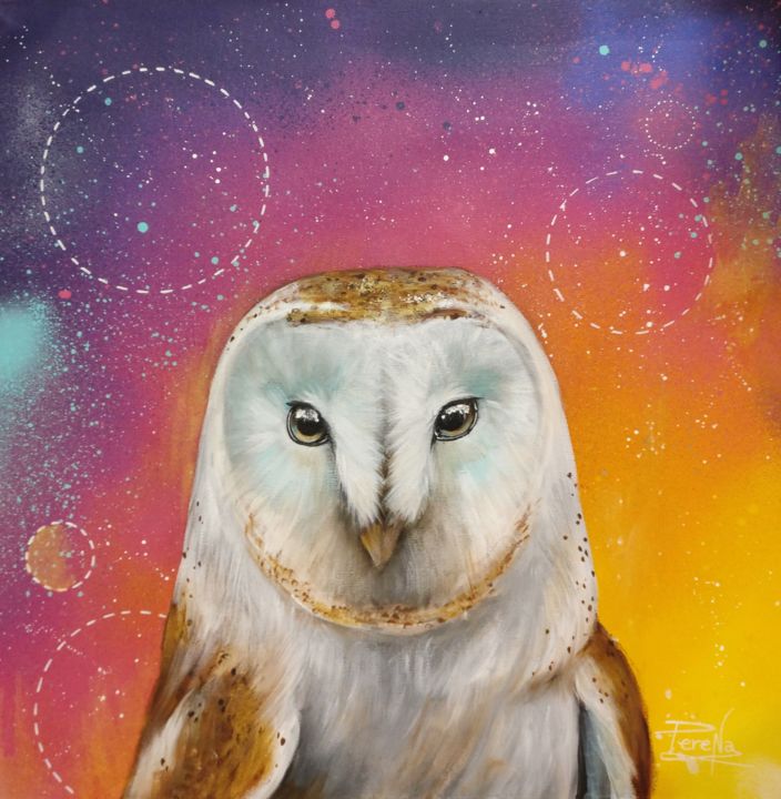 Painting titled "Chouettes Taïto G1" by Natacha Perez, Original Art, Acrylic