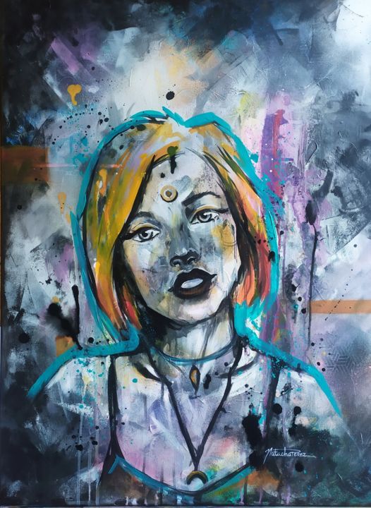 Painting titled "Elektra" by Natacha Perez, Original Art, Acrylic