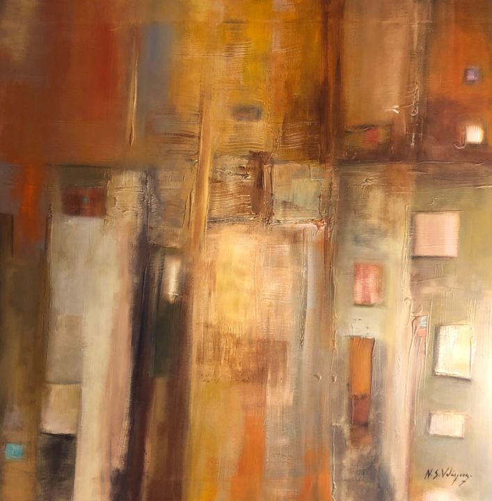 Painting titled "Puertas de Oro" by Natacha Skorochod Velásquez, Original Artwork, Acrylic