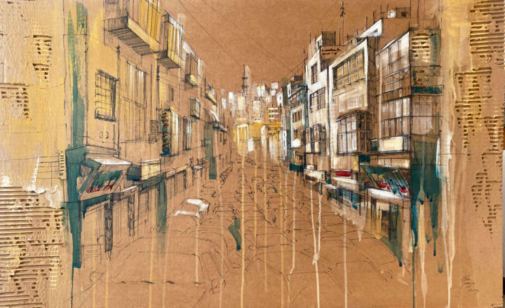 Dibujo titulada "Amman Jordan" por Natasha Gavrilova Granata, Obra de arte original, Rotulador