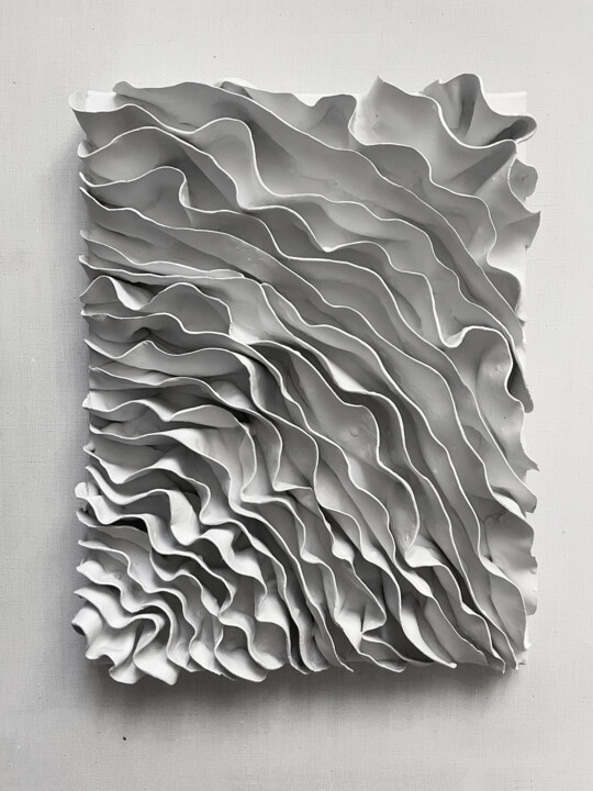 Malerei mit dem Titel "3D панно Волны карт…" von Natalia Komar, Original-Kunstwerk, Polymer Ton