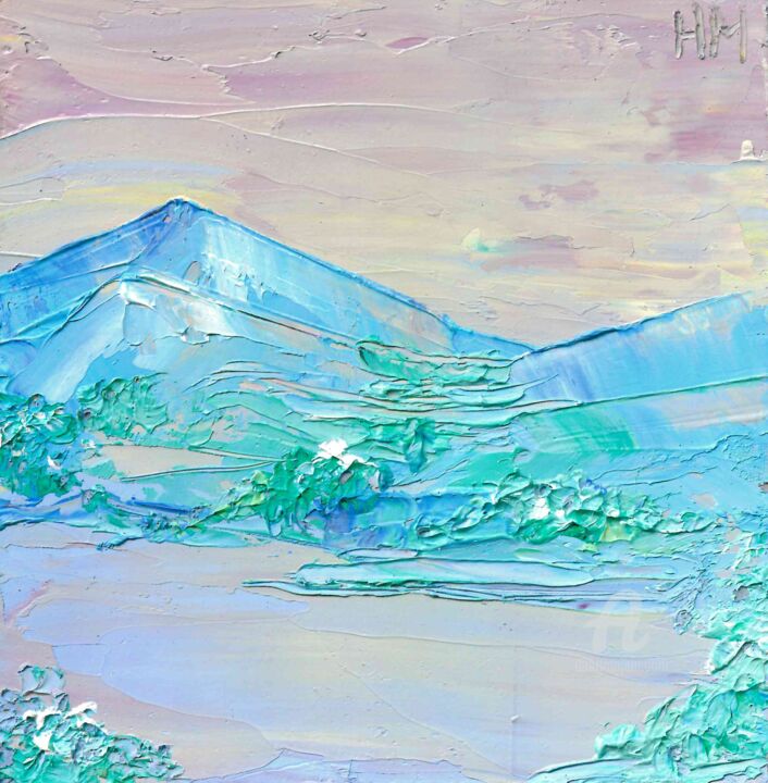 Картина под названием "petit paysage de mo…" - Наталья Шустрова, Подлинное произведение искусства, Масло