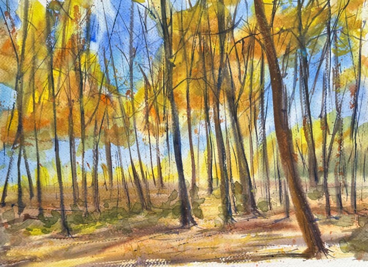Peinture intitulée "Forest" par Natala Azarna, Œuvre d'art originale, Aquarelle