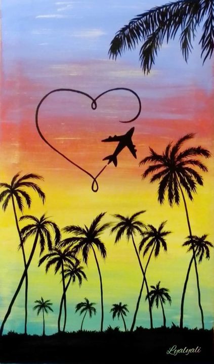 Painting titled "love travel" by Natali Lyalyali, Original Artwork, Acrylic