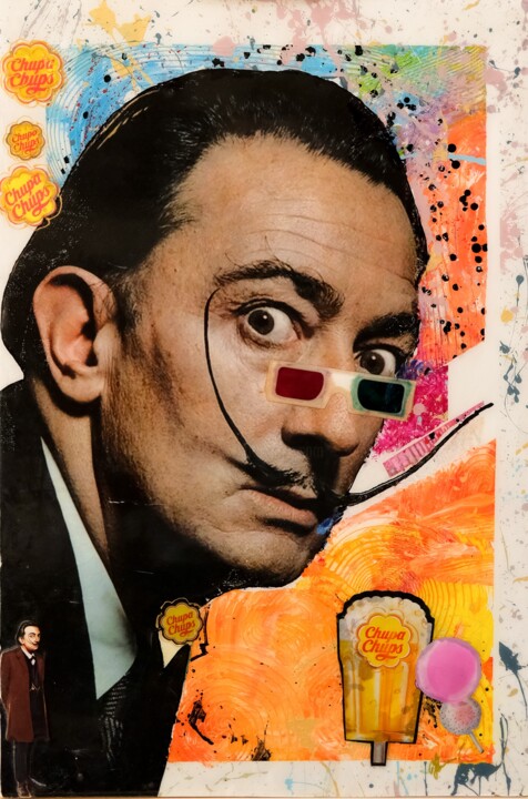 Collages titled "SALVADOR DALI (the…" by Natali Shepeleva, Original Artwork, Acrylic Mounted on Wood Panel