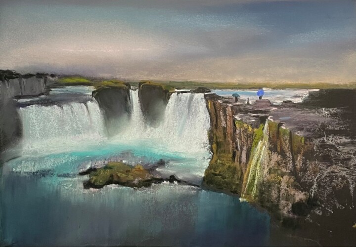 Картина под названием "waterfall. Pastel" - Natalia Balashova. Pastelist., Подлинное произведение искусства, Пастель