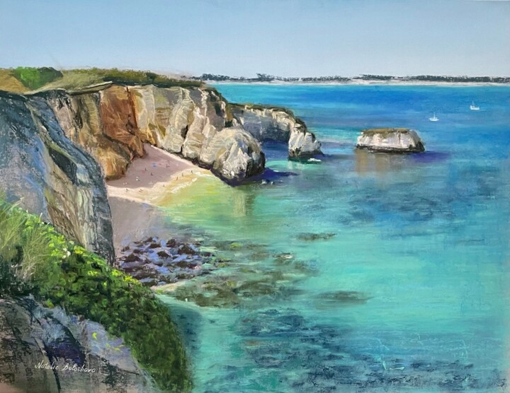 绘画 标题为“azure coast.  sea.…” 由Natalia Balashova. Pastelist., 原创艺术品, 粉彩