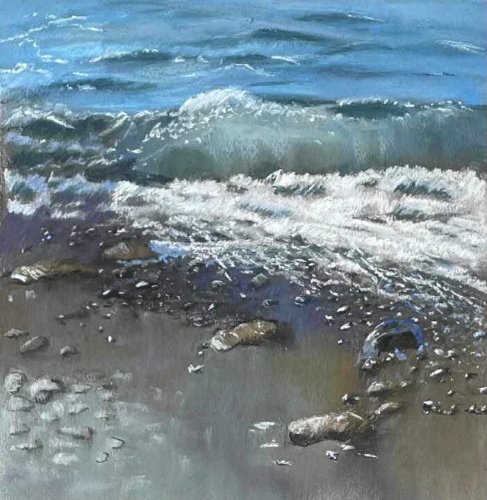 Картина под названием "Seascape.  Sea, coa…" - Natalia Balashova. Pastelist., Подлинное произведение искусства, Пастель
