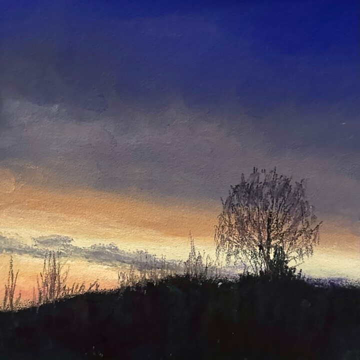 Painting titled "November sunset.  L…" by Natalia Balashova. Pastelist., Original Artwork, Pastel
