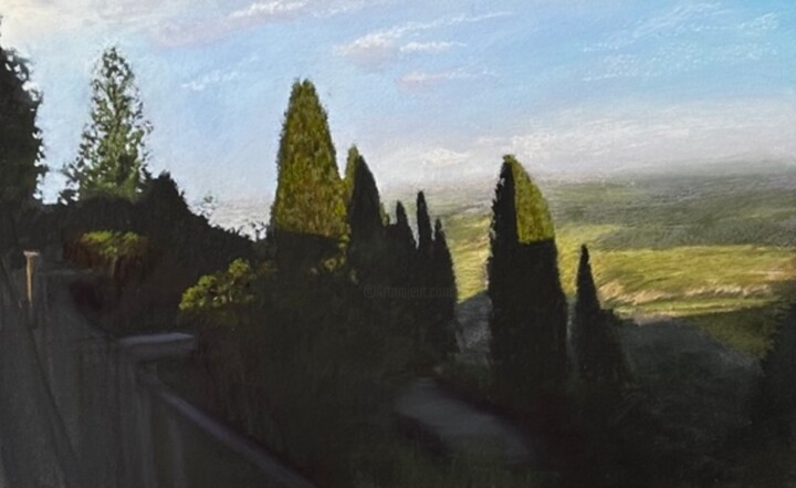 Картина под названием "Cypresses in Montep…" - Natalia Balashova. Pastelist., Подлинное произведение искусства, Пастель