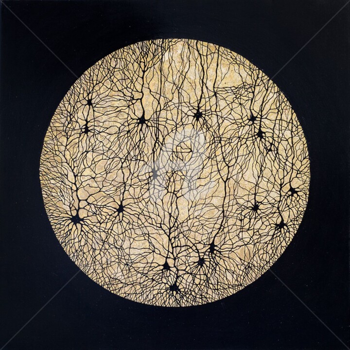 Painting titled "Neurons XIX" by Natalia Bienek, Original Artwork, Acrylic Mounted on Wood Stretcher frame