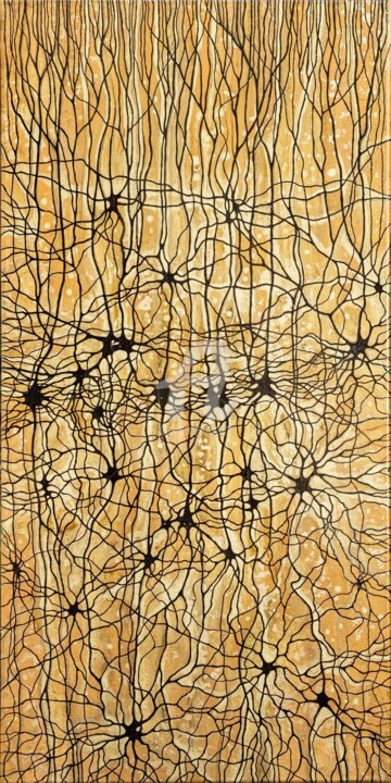 Painting titled "Neurons VII" by Natalia Bienek, Original Artwork, Acrylic Mounted on Wood Stretcher frame