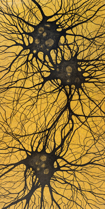 Malarstwo zatytułowany „Astrocytes VIII” autorstwa Natalia Bienek, Oryginalna praca, Akryl Zamontowany na Drewniana rama nos…