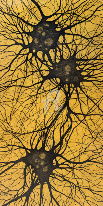 Painting titled "Astrocytes VIII" by Natalia Bienek, Original Artwork, Acrylic Mounted on Wood Stretcher frame