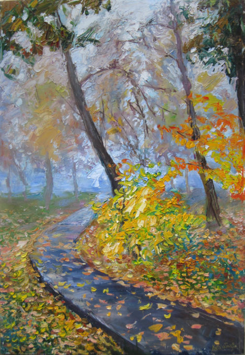 Peinture intitulée "foggy-morning-36x24…" par Natalia Boicenko, Œuvre d'art originale, Huile