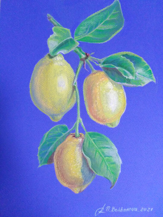 Drawing titled "Сочные лимоны" by Natalia Bokhanova, Original Artwork, Pastel