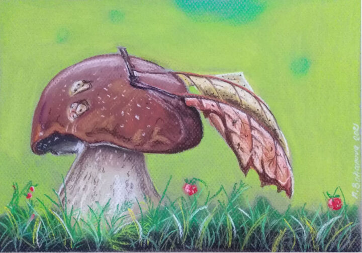 Tekening getiteld "Mushroom" door Natalia Bokhanova, Origineel Kunstwerk, Pastel