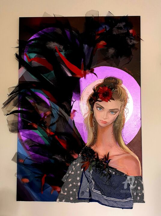 Painting titled "Angel of stubbornne…" by Natalia Byrdina, Original Artwork, Oil