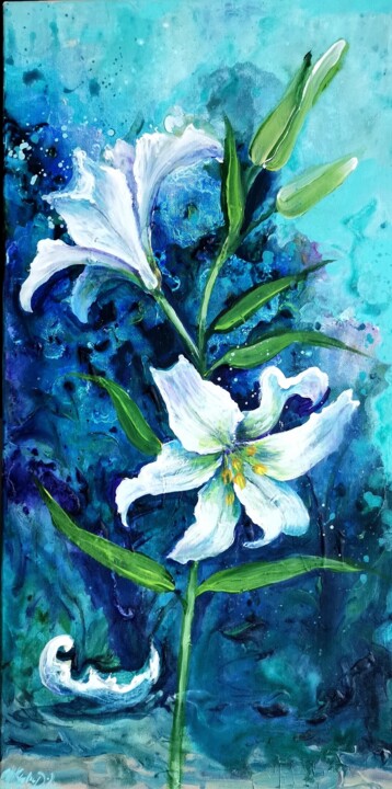 ""LILIES II"" başlıklı Tablo Natalia Czarnecka-Diling tarafından, Orijinal sanat, Akrilik