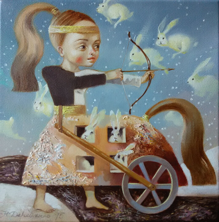 Painting titled "Sagittarius / Sagit…" by Natalia Derevianko, Original Artwork, Oil