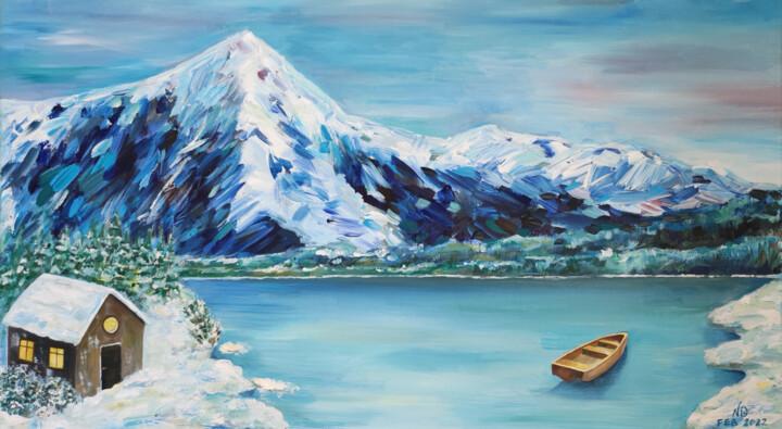 Картина под названием "Winter mountains" - Natalia Dubyna, Подлинное произведение искусства, Акрил