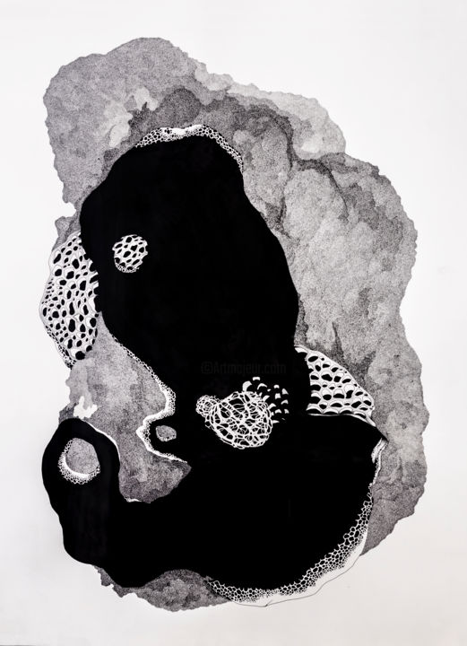 Zeichnungen mit dem Titel "Omnis 1" von Natalia Franik, Original-Kunstwerk, Tinte Auf Andere starre Platte montiert