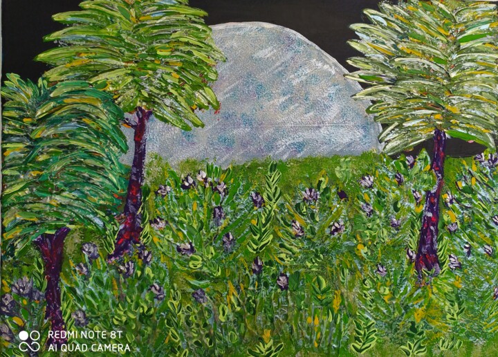 Картина под названием "Пальмы" - Наталья Иванова, Подлинное произведение искусства, Акрил Установлен на Деревянная рама для…